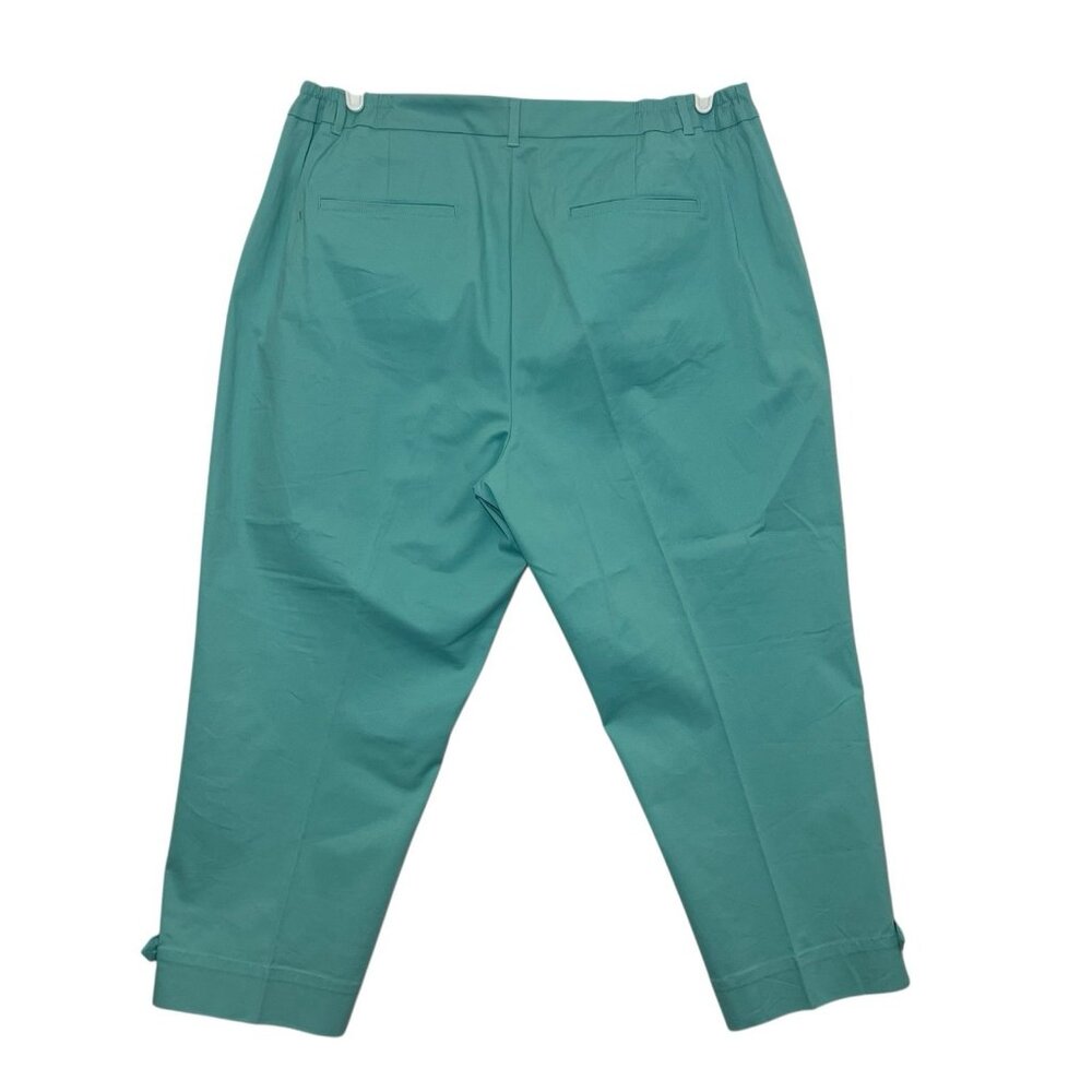 Talbots Women The Perfect Crop Cotton Pant Plus Size 18W High Rise Green Stretch - Picture 2 of 12